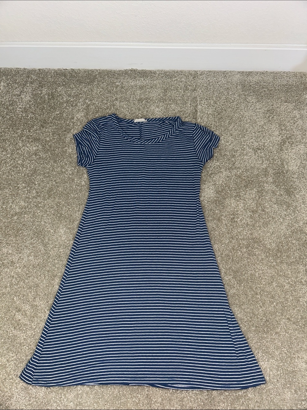 Olivia Rae Navy and White Striped Casual A-Line Dress